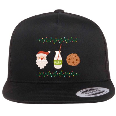 Festive Retro Santa Milk And Cookies Gift Flatbill Hat