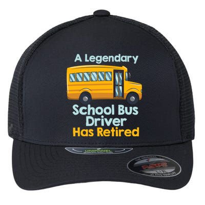 Funny Retired School Bus Driver - School Bus Retirement Flexfit Unipanel Trucker Cap