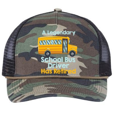 Funny Retired School Bus Driver - School Bus Retirement Retro Rope Trucker Hat Cap