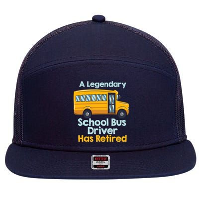 Funny Retired School Bus Driver - School Bus Retirement 7 Panel Mesh Trucker Snapback Hat