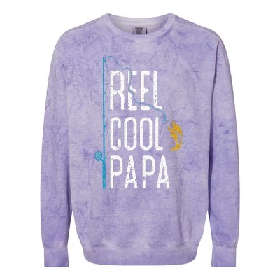 Fishing Retro Style Papa Father’s Day Gift Fisherman Papa Colorblast Crewneck Sweatshirt