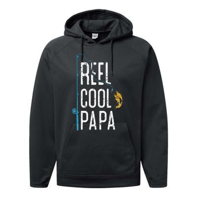 Fishing Retro Style Papa Father’s Day Gift Fisherman Papa Performance Fleece Hoodie