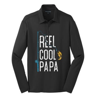 Fishing Retro Style Papa Father’s Day Gift Fisherman Papa Silk Touch Performance Long Sleeve Polo