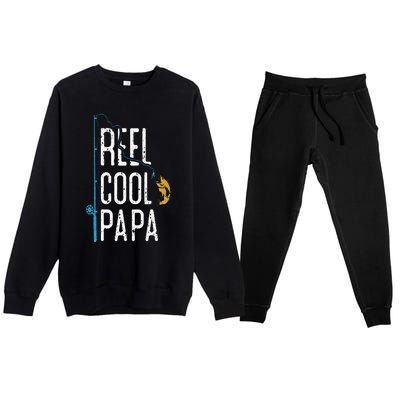 Fishing Retro Style Papa Father’s Day Gift Fisherman Papa Premium Crewneck Sweatsuit Set