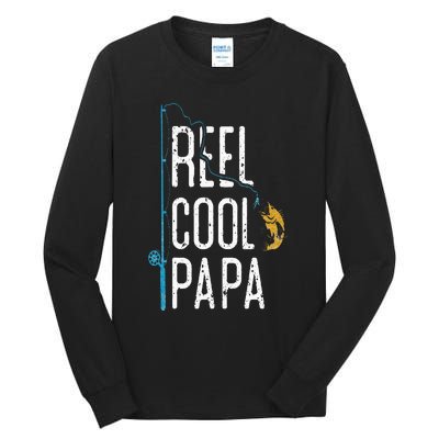 Fishing Retro Style Papa Father’s Day Gift Fisherman Papa Tall Long Sleeve T-Shirt