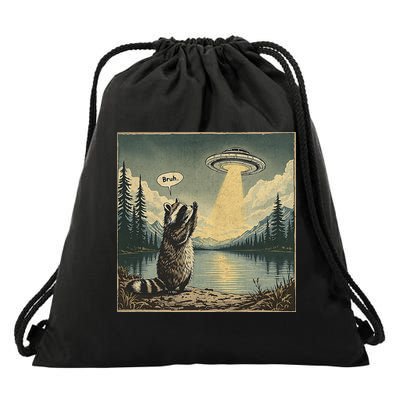 Funny Raccoon Sasquatch Alien UFO Monster Introvert Bruh Drawstring Bag