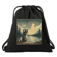 Funny Raccoon Sasquatch Alien UFO Monster Introvert Bruh Drawstring Bag