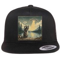 Funny Raccoon Sasquatch Alien UFO Monster Introvert Bruh Flat Bill Trucker Hat