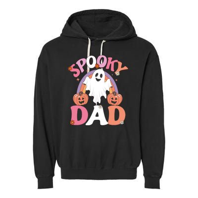 Family Retro Spooky Dad Groovy Retro Halloween Ghost Costume Gift Garment-Dyed Fleece Hoodie