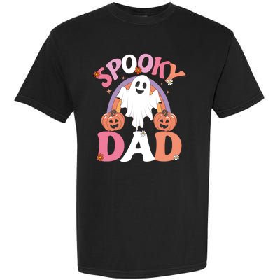 Family Retro Spooky Dad Groovy Retro Halloween Ghost Costume Gift Garment-Dyed Heavyweight T-Shirt