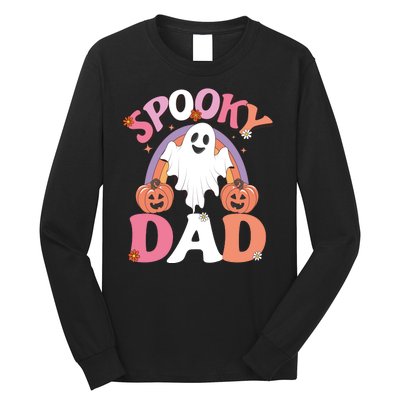 Family Retro Spooky Dad Groovy Retro Halloween Ghost Costume Gift Long Sleeve Shirt