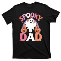 Family Retro Spooky Dad Groovy Retro Halloween Ghost Costume Gift T-Shirt