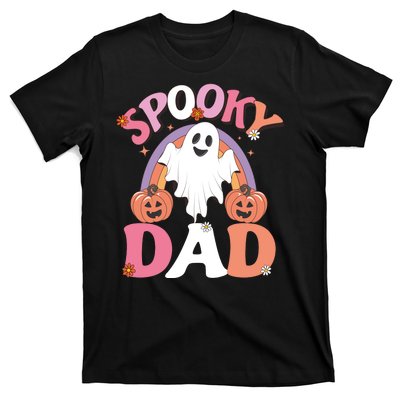 Family Retro Spooky Dad Groovy Retro Halloween Ghost Costume Gift T-Shirt