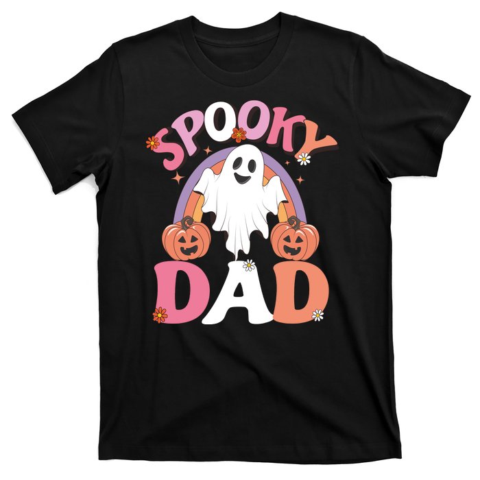 Family Retro Spooky Dad Groovy Retro Halloween Ghost Costume Gift T-Shirt