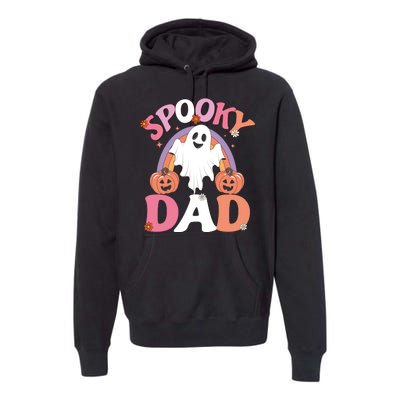 Family Retro Spooky Dad Groovy Retro Halloween Ghost Costume Gift Premium Hoodie