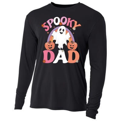 Family Retro Spooky Dad Groovy Retro Halloween Ghost Costume Gift Cooling Performance Long Sleeve Crew