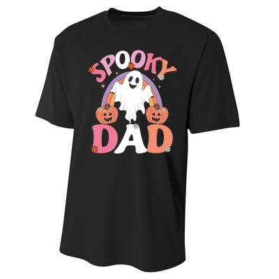 Family Retro Spooky Dad Groovy Retro Halloween Ghost Costume Gift Performance Sprint T-Shirt