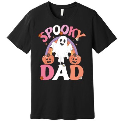 Family Retro Spooky Dad Groovy Retro Halloween Ghost Costume Gift Premium T-Shirt