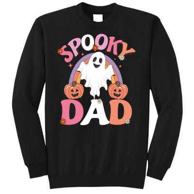 Family Retro Spooky Dad Groovy Retro Halloween Ghost Costume Gift Tall Sweatshirt