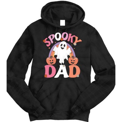 Family Retro Spooky Dad Groovy Retro Halloween Ghost Costume Gift Tie Dye Hoodie