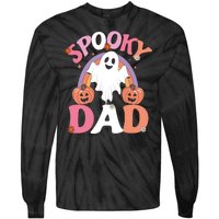 Family Retro Spooky Dad Groovy Retro Halloween Ghost Costume Gift Tie-Dye Long Sleeve Shirt