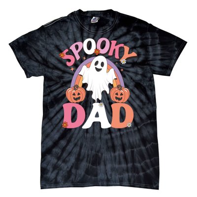 Family Retro Spooky Dad Groovy Retro Halloween Ghost Costume Gift Tie-Dye T-Shirt