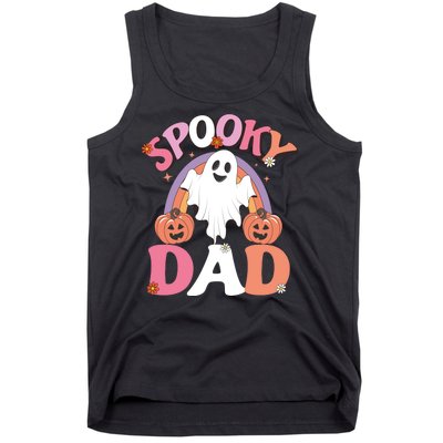 Family Retro Spooky Dad Groovy Retro Halloween Ghost Costume Gift Tank Top