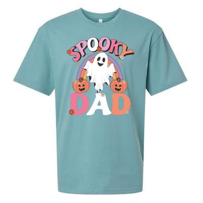 Family Retro Spooky Dad Groovy Retro Halloween Ghost Costume Gift Sueded Cloud Jersey T-Shirt