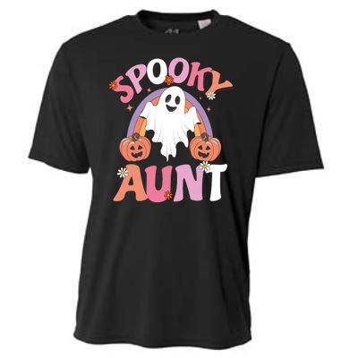 Family Retro Spooky Aunt Groovy Retro Halloween Ghost Costume Gift Cooling Performance Crew T-Shirt