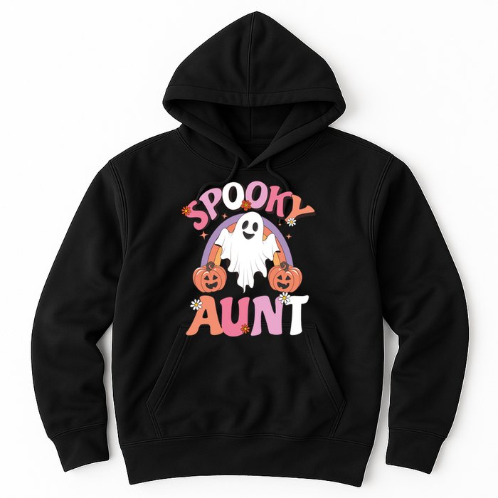 Family Retro Spooky Aunt Groovy Retro Halloween Ghost Costume Gift Hoodie