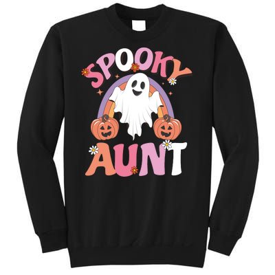 Family Retro Spooky Aunt Groovy Retro Halloween Ghost Costume Gift Sweatshirt