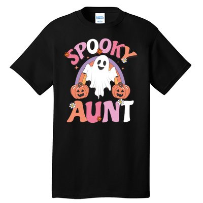 Family Retro Spooky Aunt Groovy Retro Halloween Ghost Costume Gift Tall T-Shirt