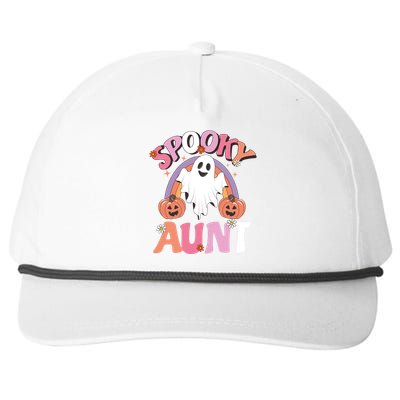 Family Retro Spooky Aunt Groovy Retro Halloween Ghost Costume Gift Snapback Five-Panel Rope Hat