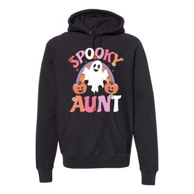 Family Retro Spooky Aunt Groovy Retro Halloween Ghost Costume Gift Premium Hoodie