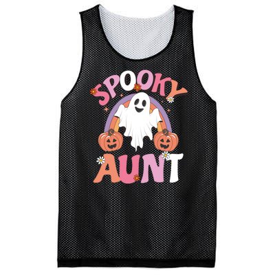 Family Retro Spooky Aunt Groovy Retro Halloween Ghost Costume Gift Mesh Reversible Basketball Jersey Tank