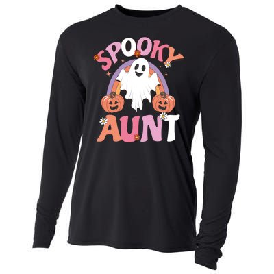 Family Retro Spooky Aunt Groovy Retro Halloween Ghost Costume Gift Cooling Performance Long Sleeve Crew