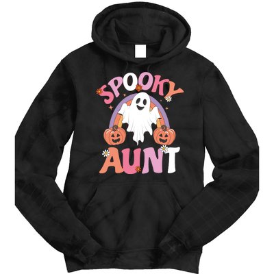 Family Retro Spooky Aunt Groovy Retro Halloween Ghost Costume Gift Tie Dye Hoodie