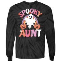 Family Retro Spooky Aunt Groovy Retro Halloween Ghost Costume Gift Tie-Dye Long Sleeve Shirt