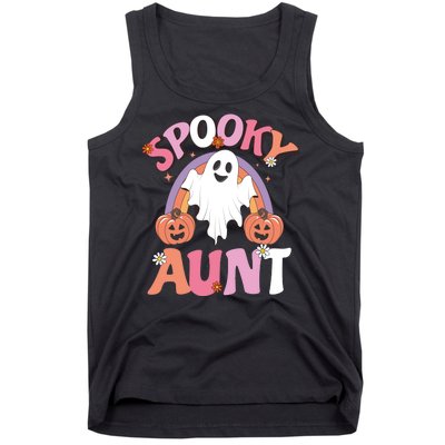 Family Retro Spooky Aunt Groovy Retro Halloween Ghost Costume Gift Tank Top