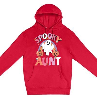 Family Retro Spooky Aunt Groovy Retro Halloween Ghost Costume Gift Premium Pullover Hoodie