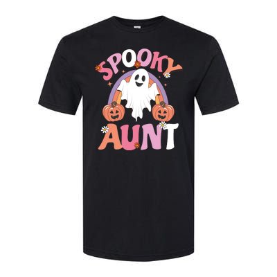 Family Retro Spooky Aunt Groovy Retro Halloween Ghost Costume Gift Softstyle CVC T-Shirt