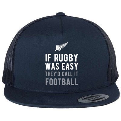 Funny Rugby Silver Fern Football New Zealand NZ Sport Flat Bill Trucker Hat