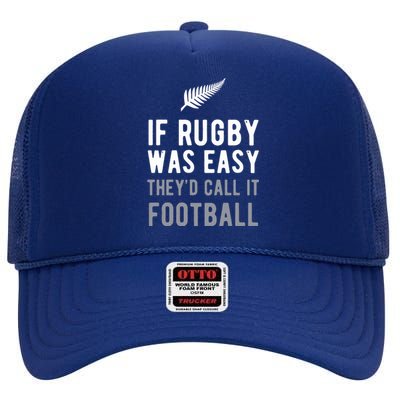 Funny Rugby Silver Fern Football New Zealand NZ Sport High Crown Mesh Back Trucker Hat