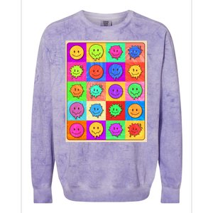 Funny Retro Trippy Smiley Pop Art Poster Colorblast Crewneck Sweatshirt