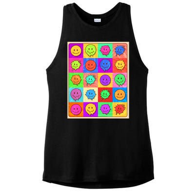 Funny Retro Trippy Smiley Pop Art Poster Ladies PosiCharge Tri-Blend Wicking Tank