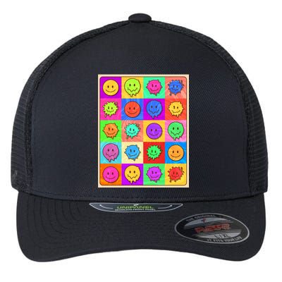 Funny Retro Trippy Smiley Pop Art Poster Flexfit Unipanel Trucker Cap