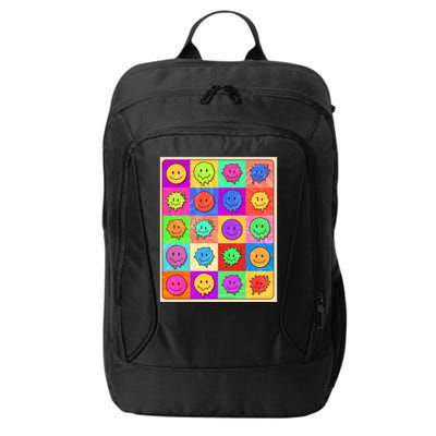 Funny Retro Trippy Smiley Pop Art Poster City Backpack