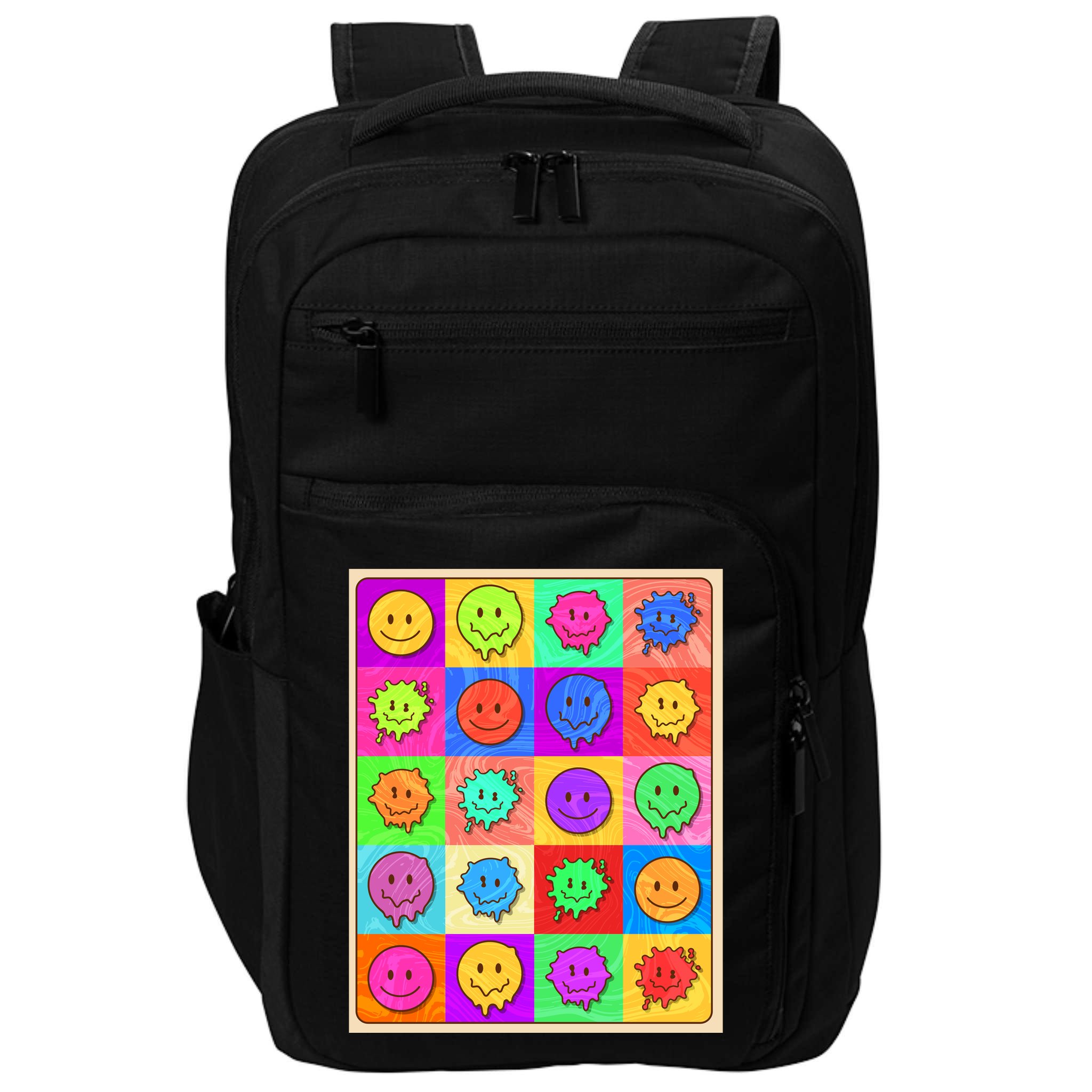 Funny Retro Trippy Smiley Pop Art Poster Impact Tech Backpack