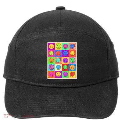 Funny Retro Trippy Smiley Pop Art Poster 7-Panel Snapback Hat