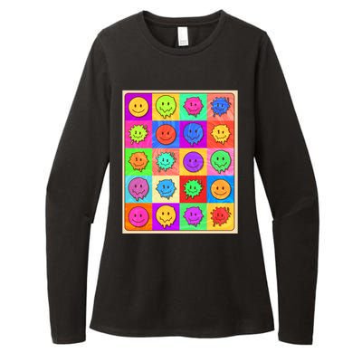 Funny Retro Trippy Smiley Pop Art Poster Womens CVC Long Sleeve Shirt